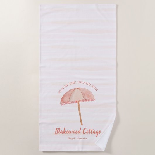 Waterverf strand paraplu tropisch strandlaken (Voorkant)