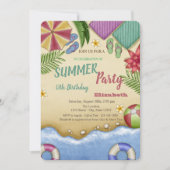 Waterverf strand Relax Birthday Kaart (Voorkant)