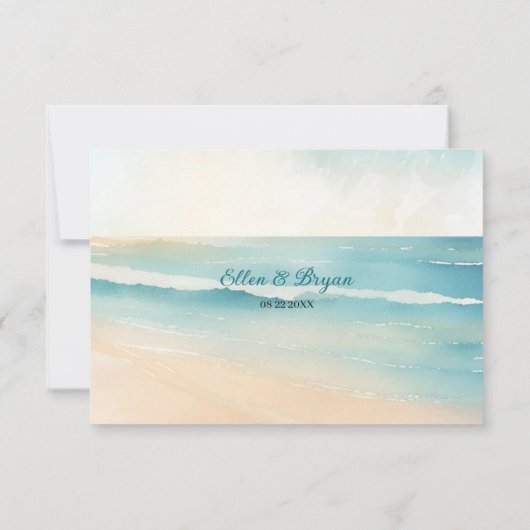 Waterverf Strand Riemen Trouw RSVP Antwoord (Achterkant)