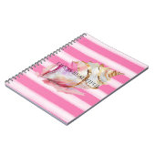 Waterverf Strand Roze Strepen Gouden Shell Notitieboek (Linkerzijde)