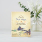  waterverf strand Save the date briefkaarten (Staand voorkant)