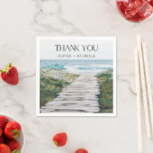 Waterverf strand scène bruiloft dank u servet (Insitu)