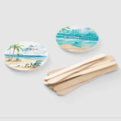 Waterverf strand scène bruiloft handwaaier (Niet-gemonteerd)