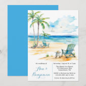 Waterverf strand scène bruiloft kaart (Voorkant / Achterkant)