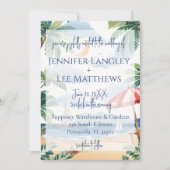 Waterverf strand scène bruiloft kaart (Voorkant)