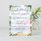 Waterverf strand scène bruiloft kaart (Staand voorkant)