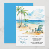 Waterverf Strand Scène Brunch & Bubbly Kaart (Voorkant / Achterkant)