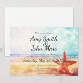 Waterverf strand scène met staarvis kaart (Voorkant / Achterkant)