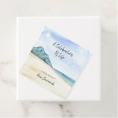 Waterverf-strand scèneviering van het leven bedankjes labels (In situ)