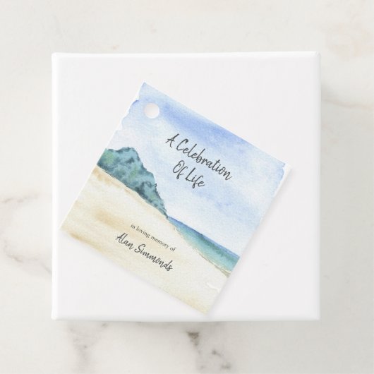 Waterverf-strand scèneviering van het leven bedankjes labels (In situ)