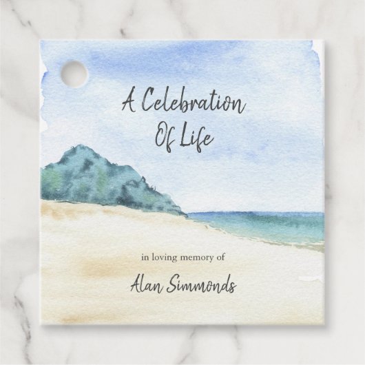 Waterverf-strand scèneviering van het leven bedankjes labels (Voorkant)