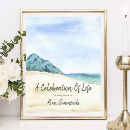 Waterverf-strand scèneviering van het leven poster