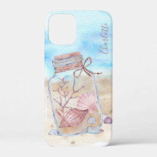 Waterverf Strand Schelpen Gepersonaliseerde Naam Case-Mate iPhone Case
