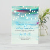 waterverf strand slingerlichten trouwkaart kaart (Staand voorkant)