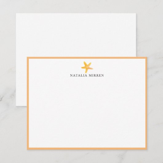 Waterverf strand Starfish Notitiekaartje (Voorkant / Achterkant)