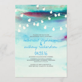 waterverf Strand String Lichten Verlovingsfeest Kaart