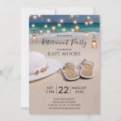 Waterverf Strand String Lights Pensioen Partij Kaart (Voorkant)