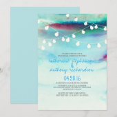 waterverf Strand String Lights repetitie diner Kaart (Voorkant / Achterkant)