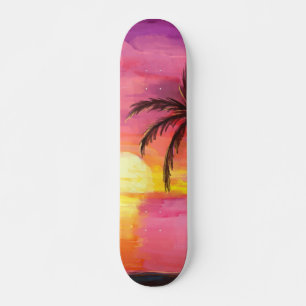 Waterverf strand Sunset Skateboard