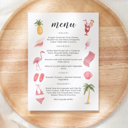 Waterverf strand thema menu kaart