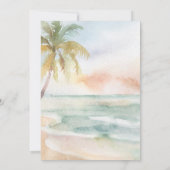 Waterverf strand tropische bestemming bruiloft kaart (Achterkant)