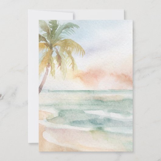 Waterverf strand tropische bestemming bruiloft kaart (Achterkant)