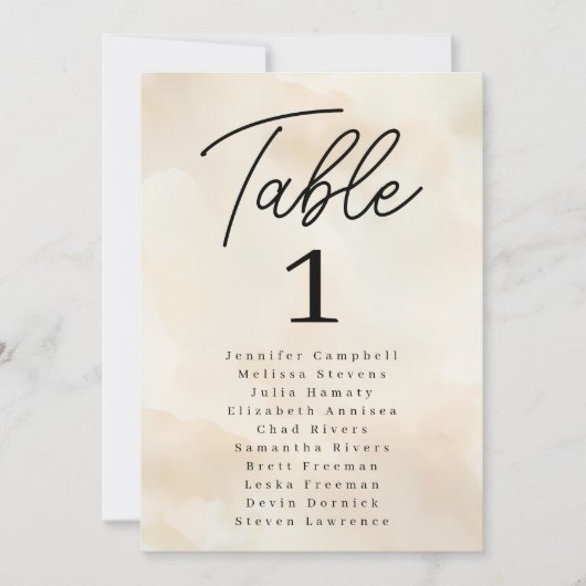 Waterverf Strand Trouwen Zitting Grafiek Tafel Kaa Kaart (Voorkant)