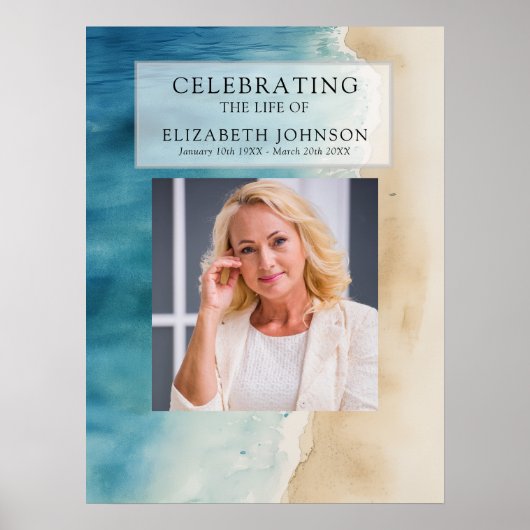 Waterverf strand viering van het leven welkomstbor poster (Voorkant)