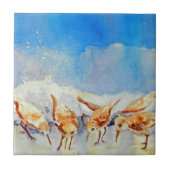 Waterverf strand vogels tegeltje (Voorkant)