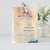 Waterverf Strand Wedding RSVP Card (Staand voorkant)