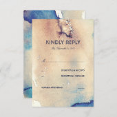 Waterverf Strand Wedding RSVP Card (Voorkant / Achterkant)