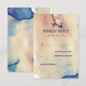 Waterverf  Strand Wedding RSVP Card Kaartje (Voorkant / Achterkant)