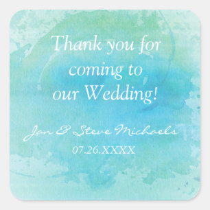 Waterverf Strand Zee Bruiloft Sticker Labels Favor