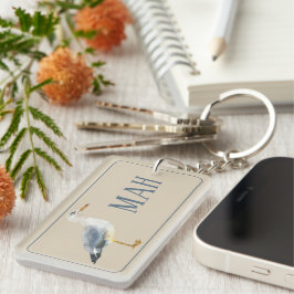 Waterverf Strand Zeemeeuw Monogram Sleutelhanger