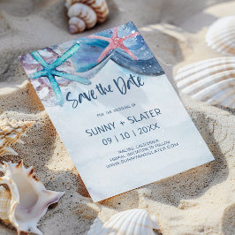 Waterverf Strand Zeesterren Zee Schelpen Schelpenf Save The Date