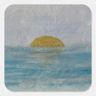 Waterverf Strand Zonnige Dag Oceaan Sticker