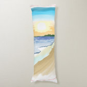 Waterverf Strand Zonsondergang Oceaan Landschap Lichaamskussen (Voorkant Verticaal)