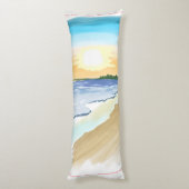 Waterverf Strand Zonsondergang Oceaan Landschap Lichaamskussen (Achterkant (Verticaal))