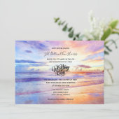 Waterverf Strand Zonsopgang Trouwdag Kaart (Staand voorkant)