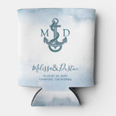 Waterverf Strandanker Nautische Huwelijksgunst Blikjeskoeler (Voorkant)