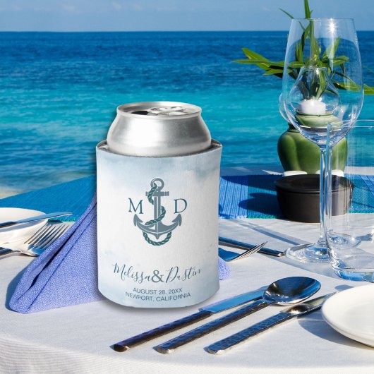 Waterverf Strandanker Nautische Huwelijksgunst Blikjeskoeler