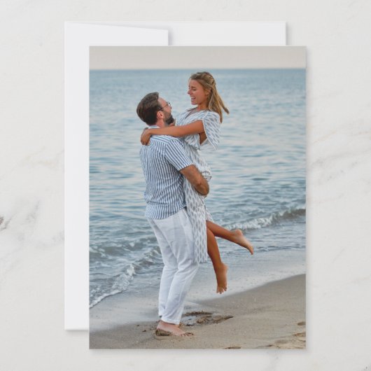 Waterverf Strandbestemming Trouwfoto Save The Date (Achterkant)