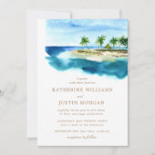 waterverf strandbestemming trouwuitnodiging kaart (Voorkant)