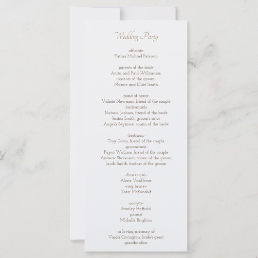 Waterverf strandboog minimalistisch trouwprogramma (Achterkant)