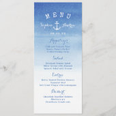 Waterverf strandbruiloft nautical anchor menukaart (Voorkant)