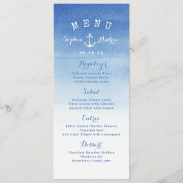Waterverf strandbruiloft nautical anchor menukaart