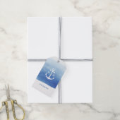 Waterverf strandbruiloft nautical anchor monogram cadeaulabel (Met Touw)