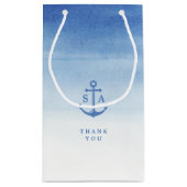 Waterverf strandbruiloft nautical anchor monogram klein cadeauzakje (Achterkant)