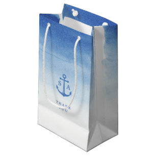 Waterverf strandbruiloft nautical anchor monogram klein cadeauzakje