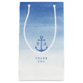 Waterverf strandbruiloft nautical anchor monogram klein cadeauzakje (Voorkant)